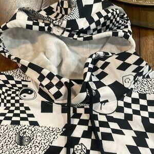 NWT BP Sweatshirt checkered hoodie sz small black white cool design